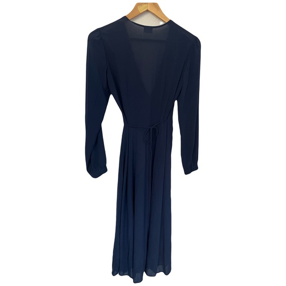 Aritzia Babaton Vermut Long Sleeve Navy Wrap Midi Length Dress Size XS - Picture 12 of 15